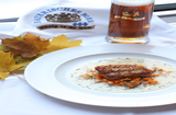 Kabeljau mit Malzmehlkruste auf Kürbis-Weißbier-Gemüse