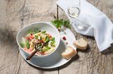 ASPARAGUS IN  WARM STRAWBERRY VINAIGRETTE WITH SQUID